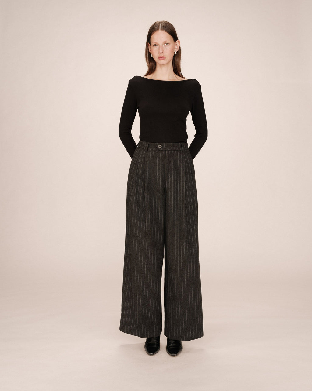 Pantalon Tailleur Rayures Carbone Senna