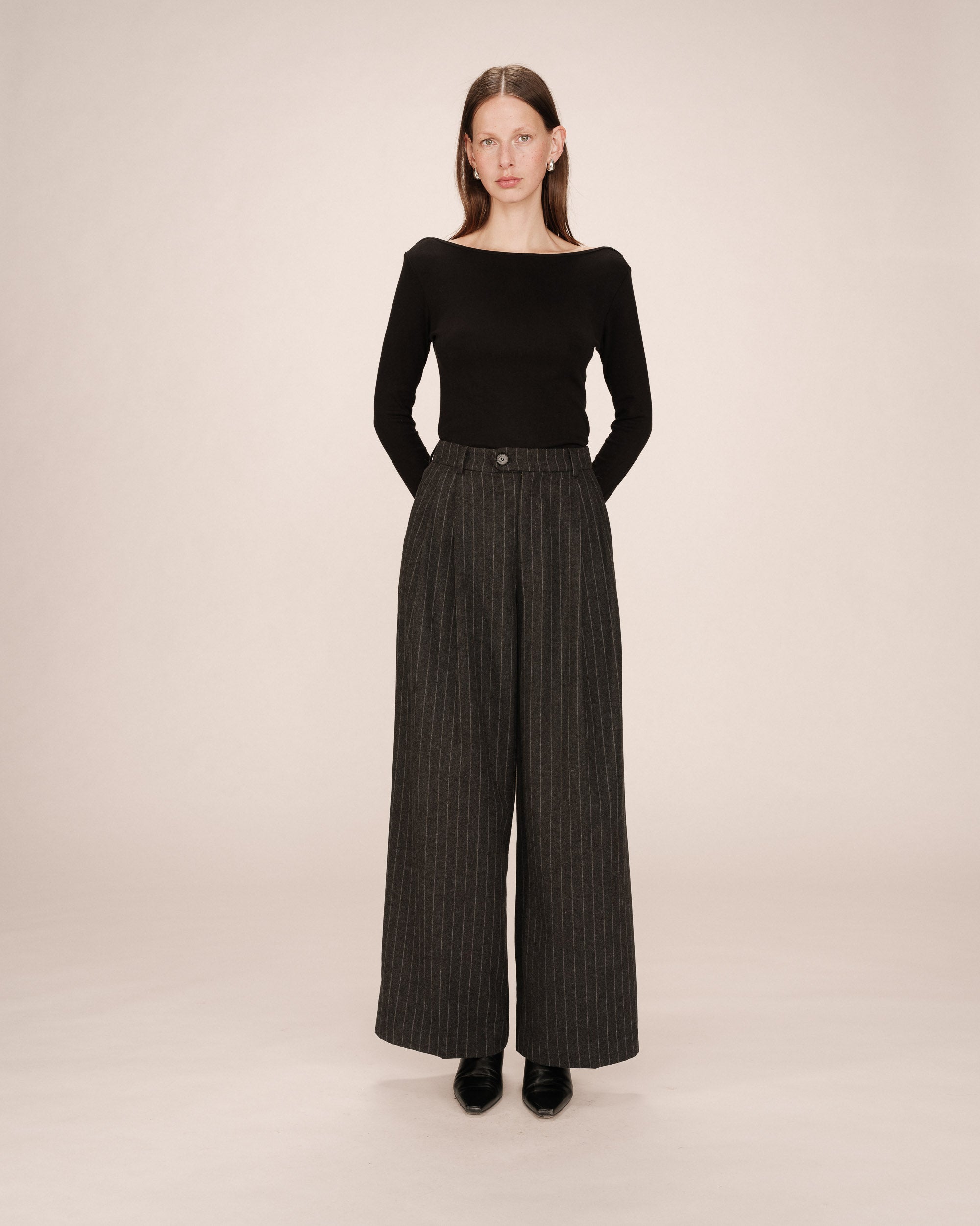 Pantalon Tailleur Rayures Carbone Senna