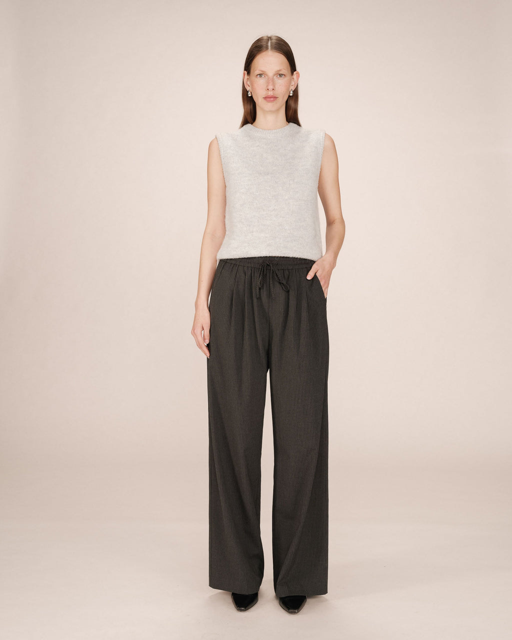 Pantalon A Rayures Anthracite Stay