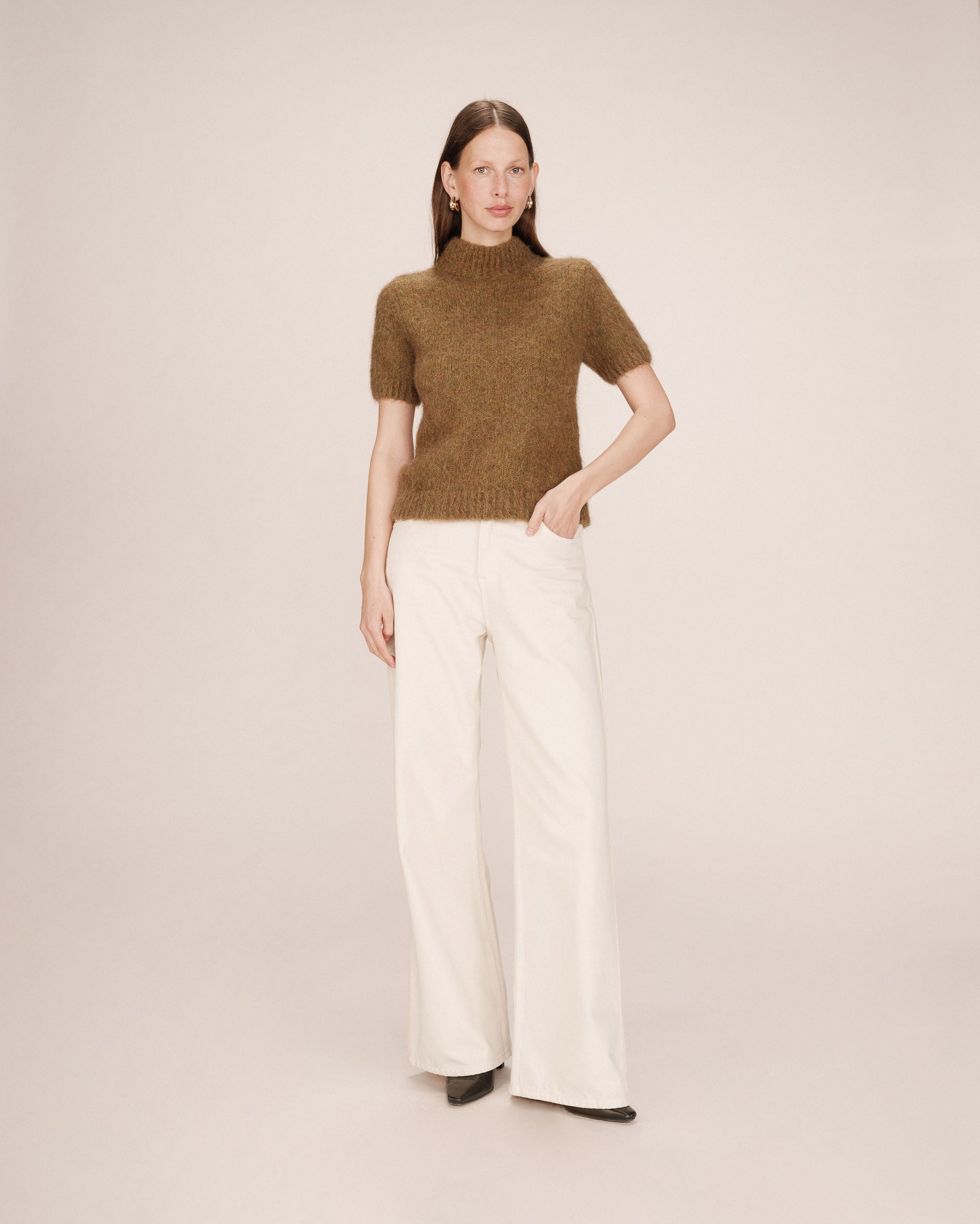 Pull Col Montant Olive Saule