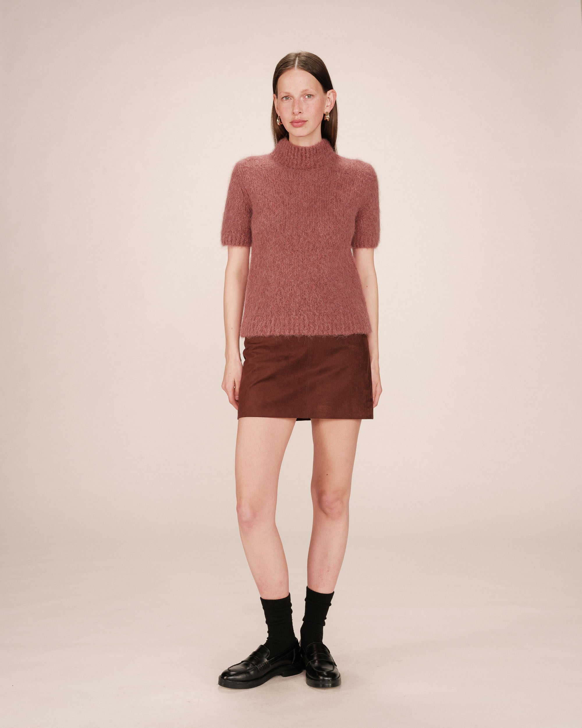Pull Col Montant Terracotta Saule