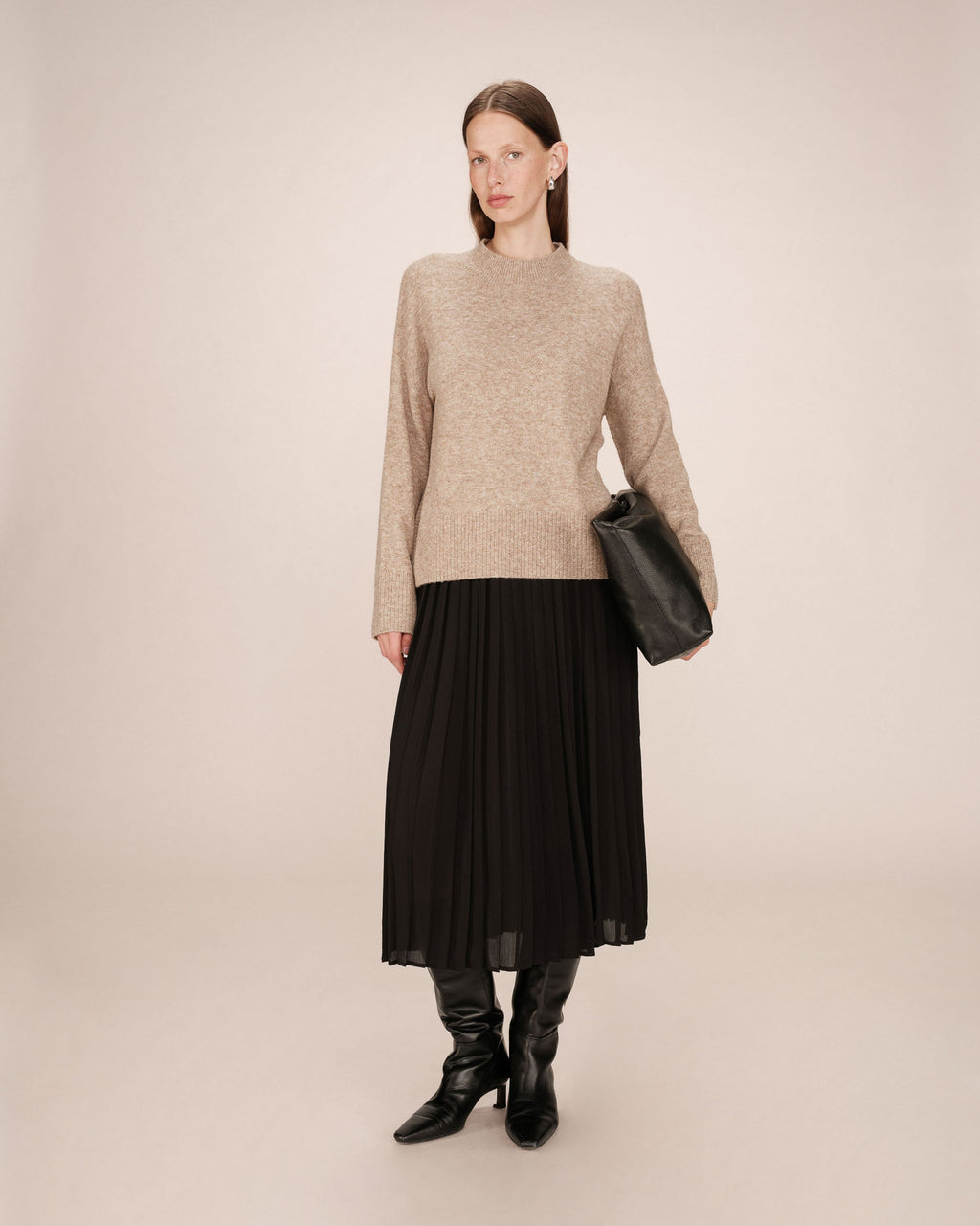 Pull Col Montant Greige Salty