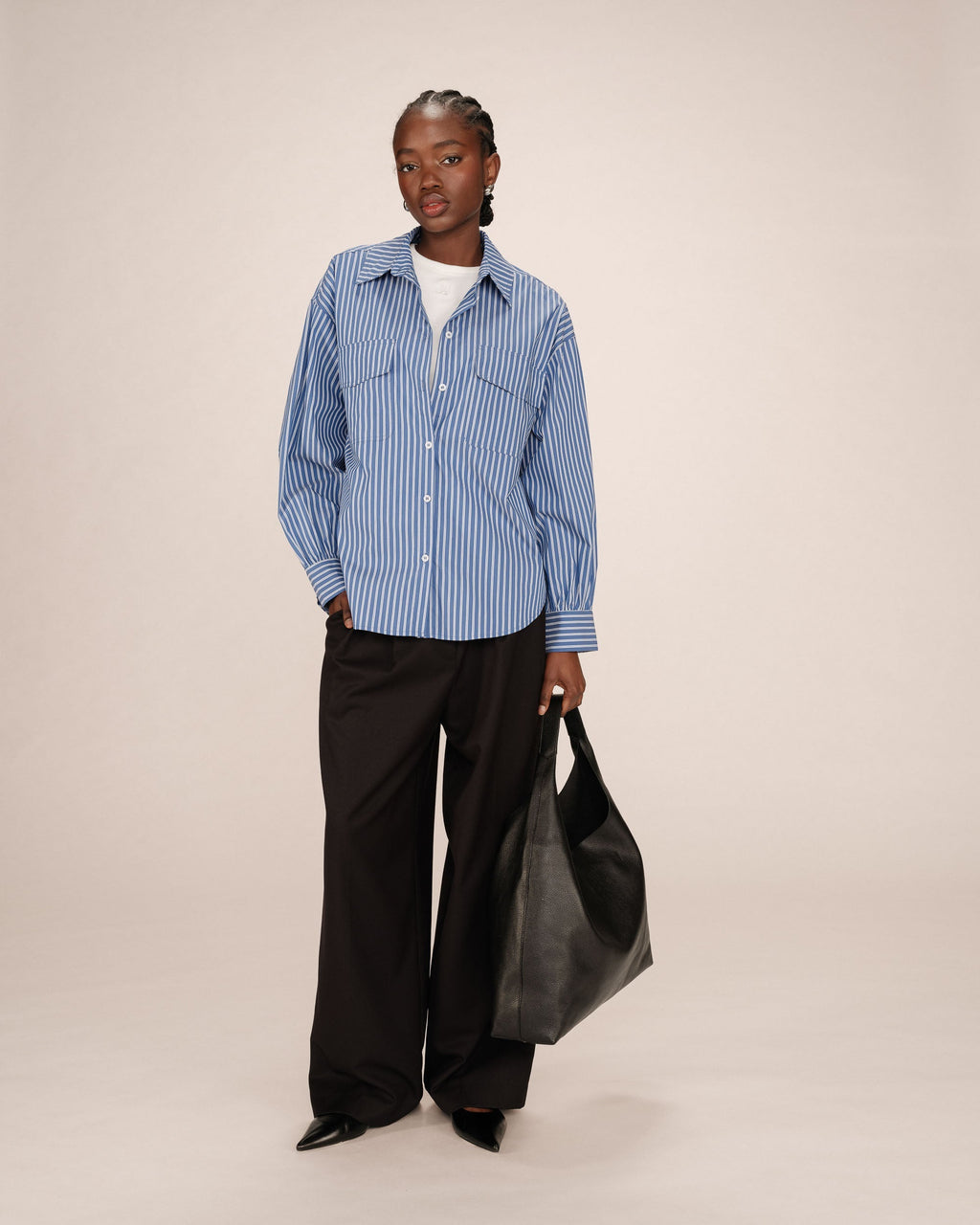 Chemise A Rayures Bleu Fossile Sorbet