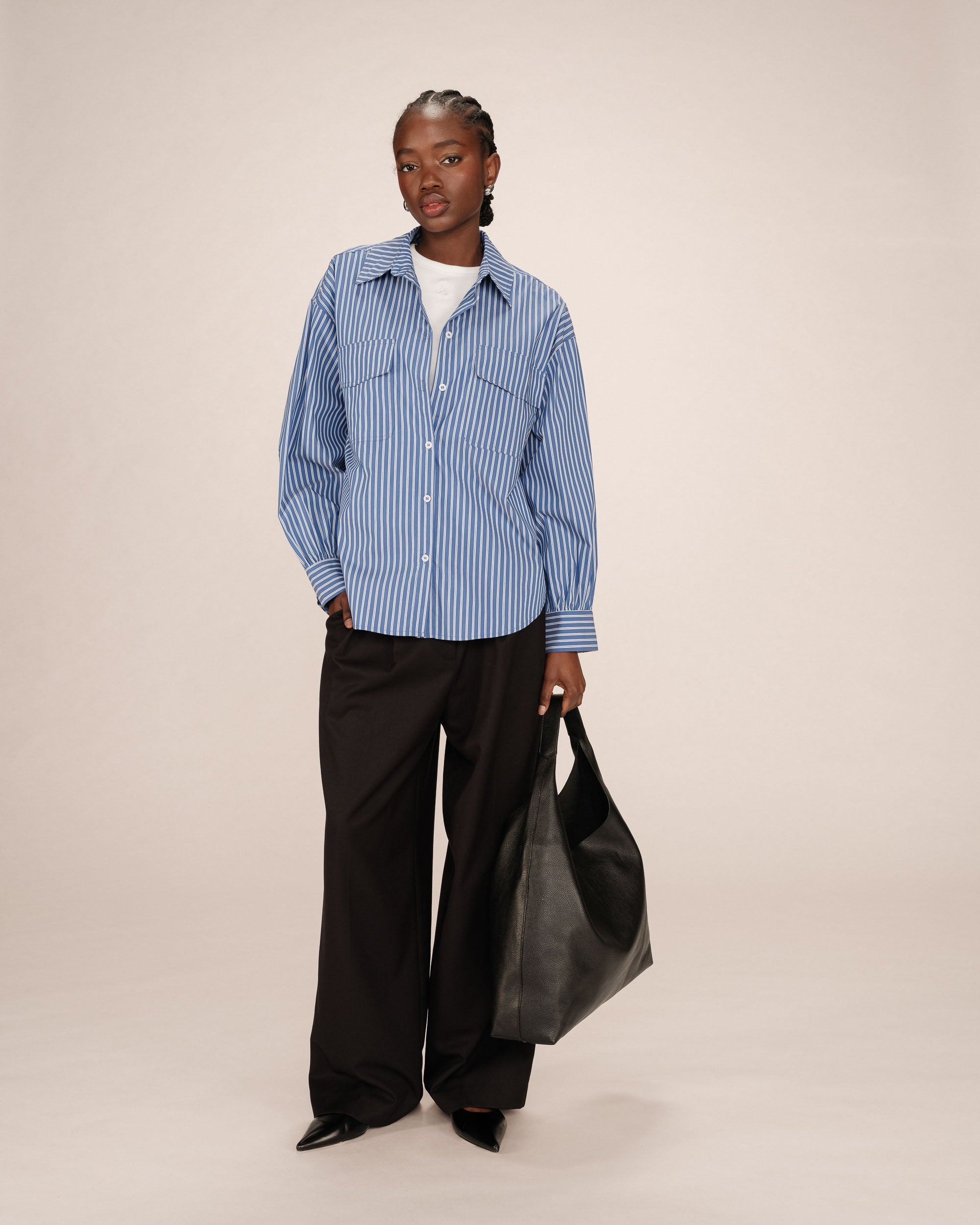 Chemise A Rayures Bleu Fossile Sorbet