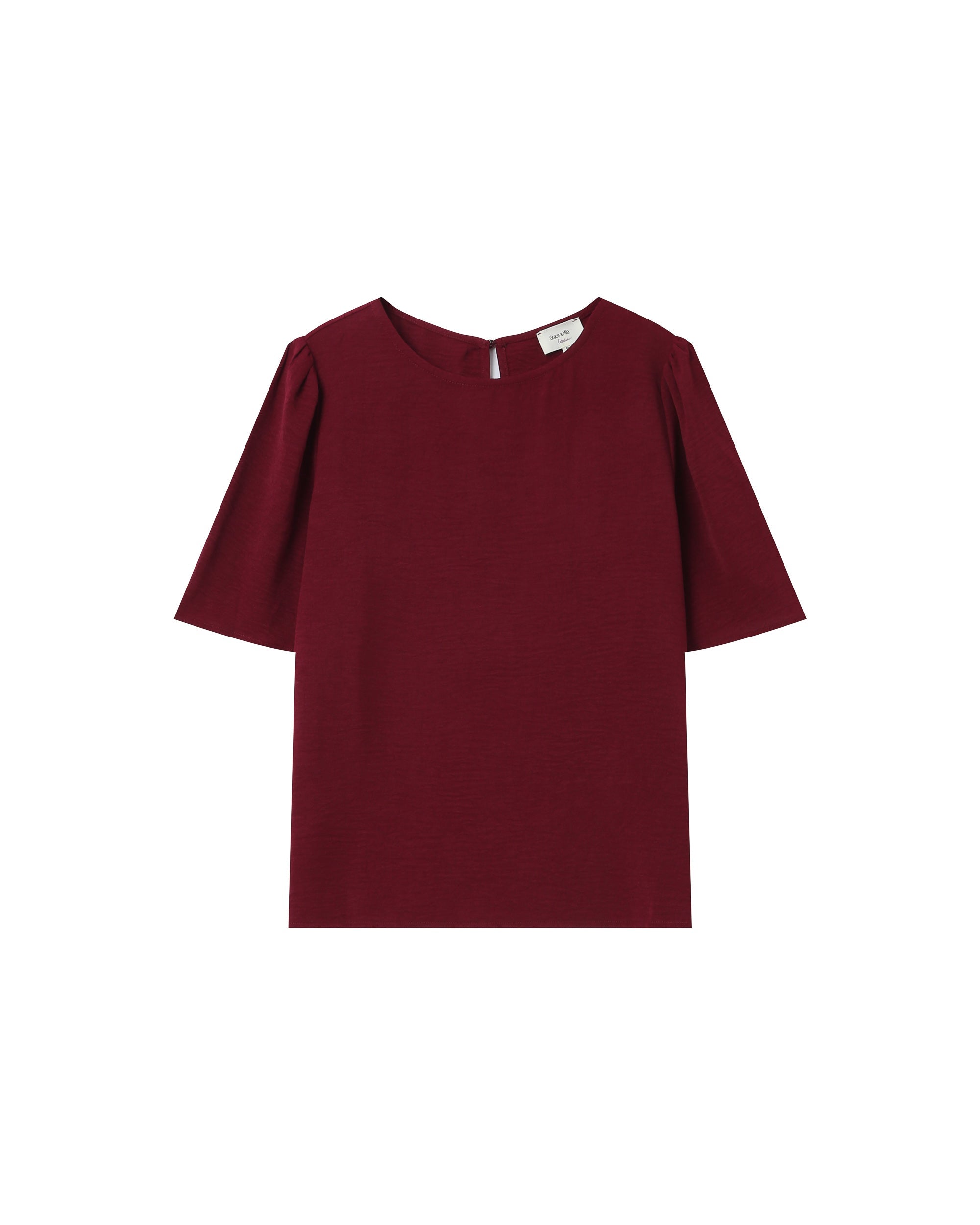 Top Fluide Col Rond Bordeaux Shine