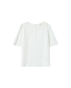 Top Fluide Col Rond Ivoire Shine