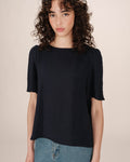 Top Fluide Col Rond Marine Shine
