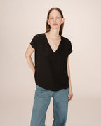 Top Fluide Encolure V Noir Season