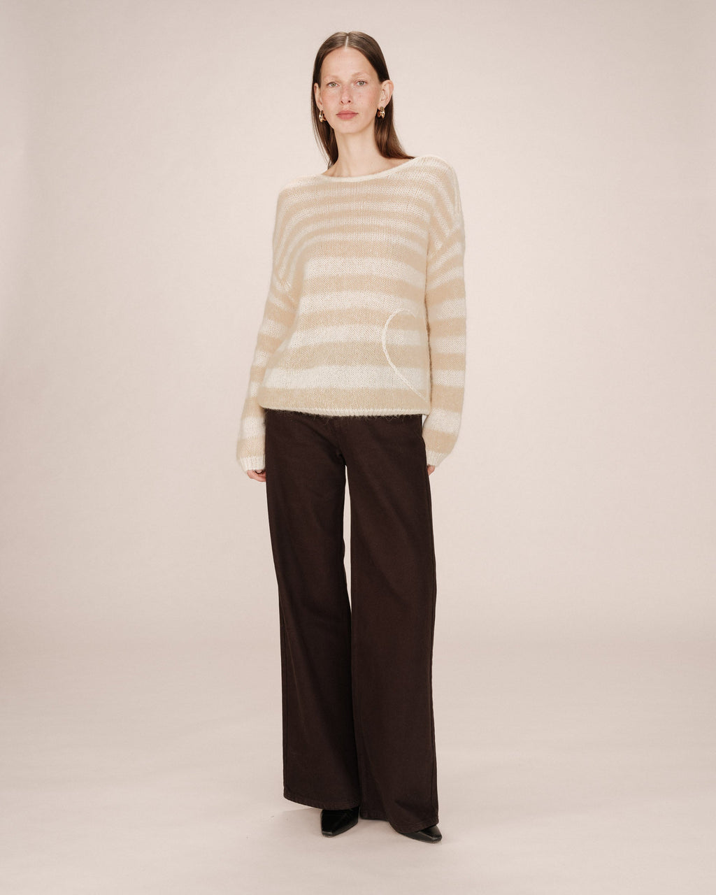 Pull A Rayures Vanille Sand