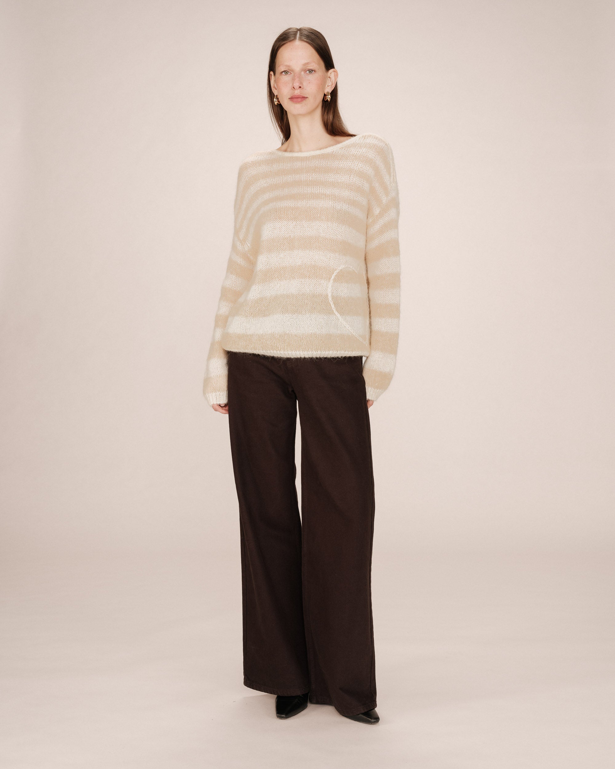 Pull A Rayures Vanille Sand