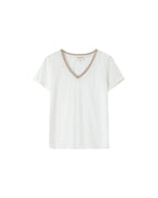 T-Shirt Col V Ivoire Space