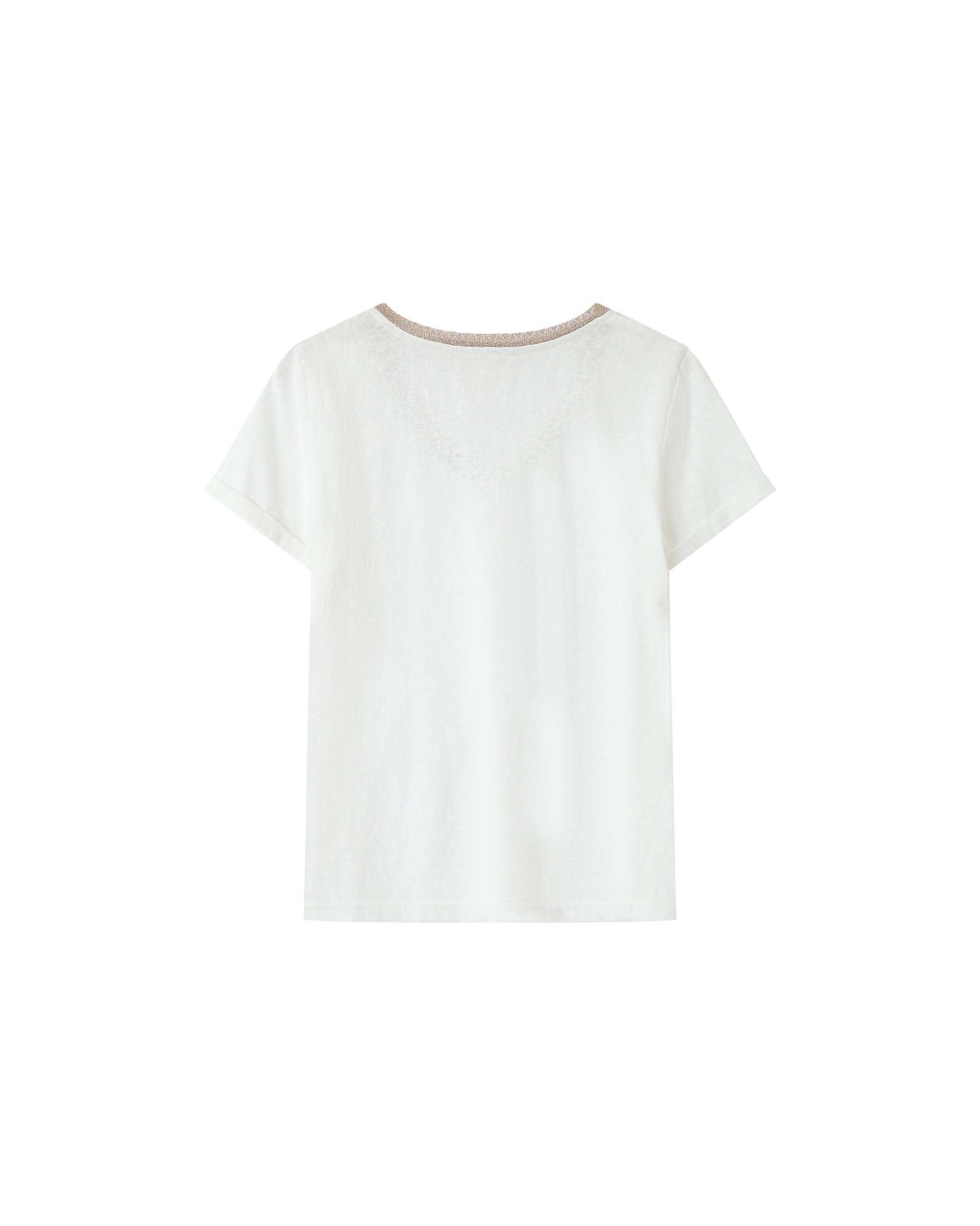 T-Shirt Col V Ivoire Space