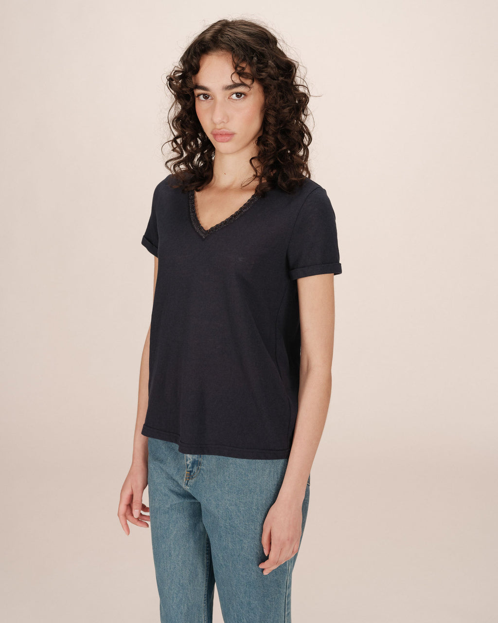 T-Shirt Col V Marine Space