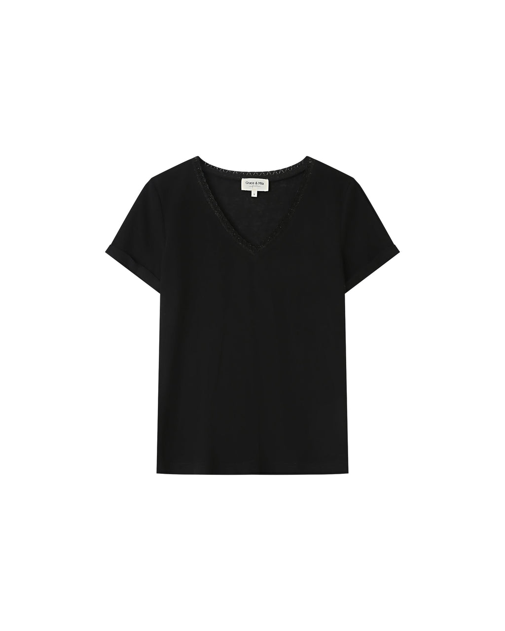 T-Shirt Col V Noir Space