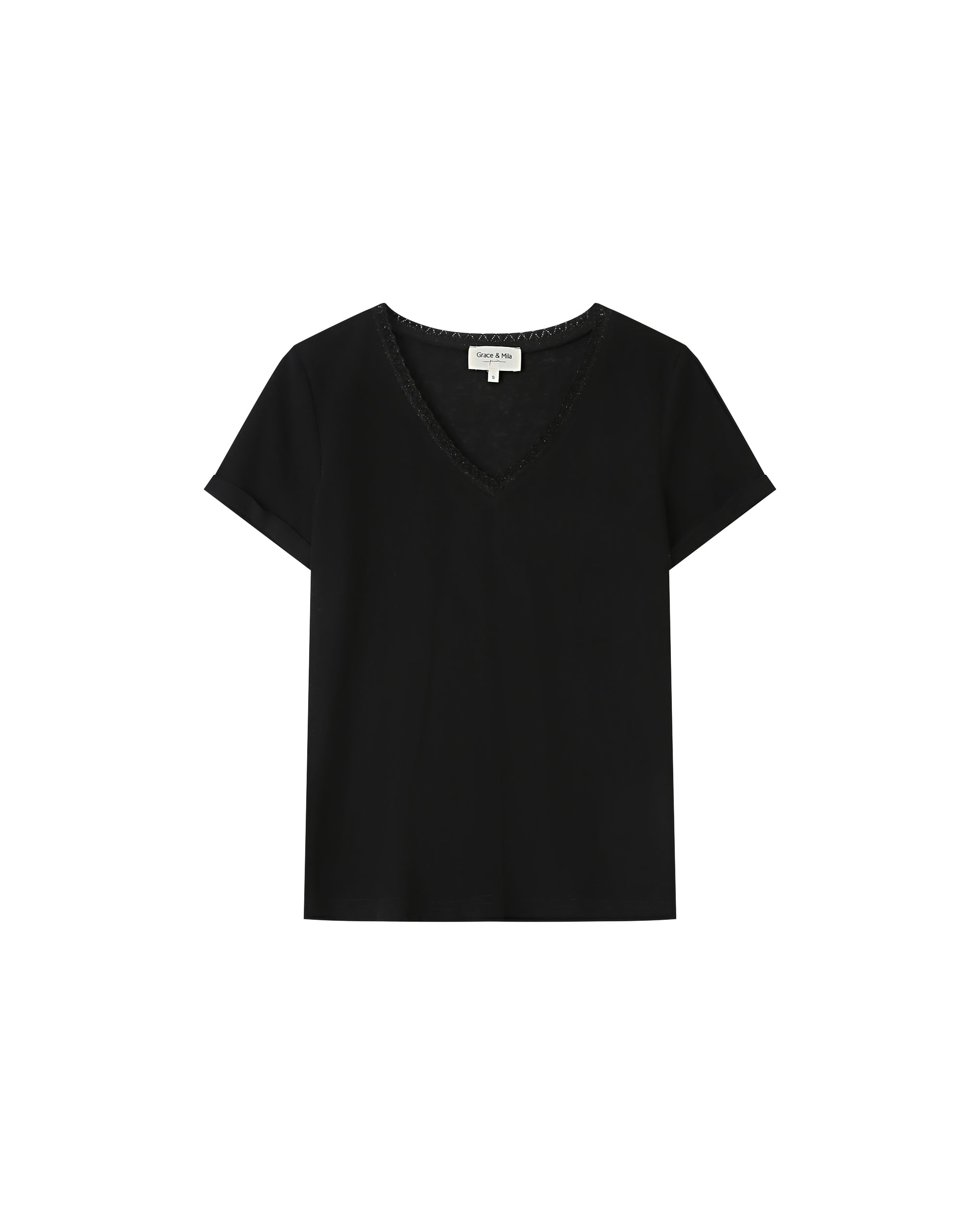 T-Shirt Col V Noir Space
