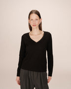 T-Shirt Col V Noir Selton