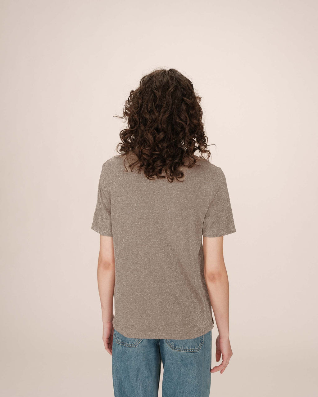 T-Shirt Col V Greige Stardust