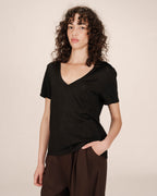 T-Shirt Col V Noir Stardust