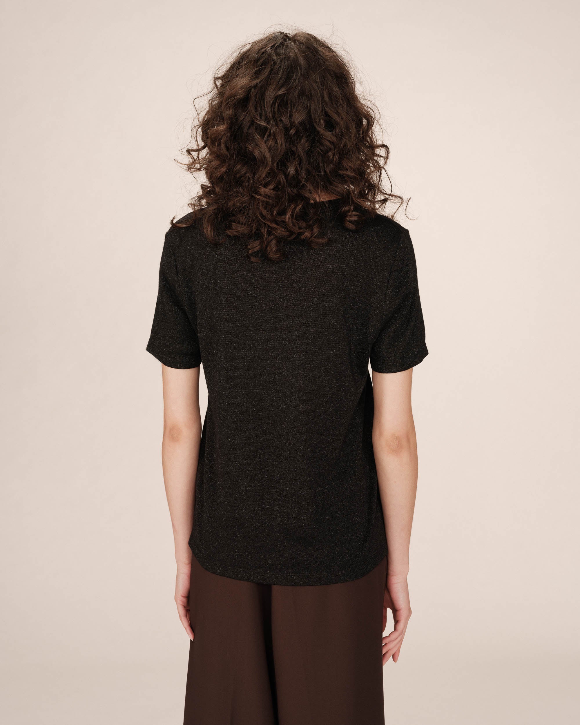 T-Shirt Col V Noir Stardust