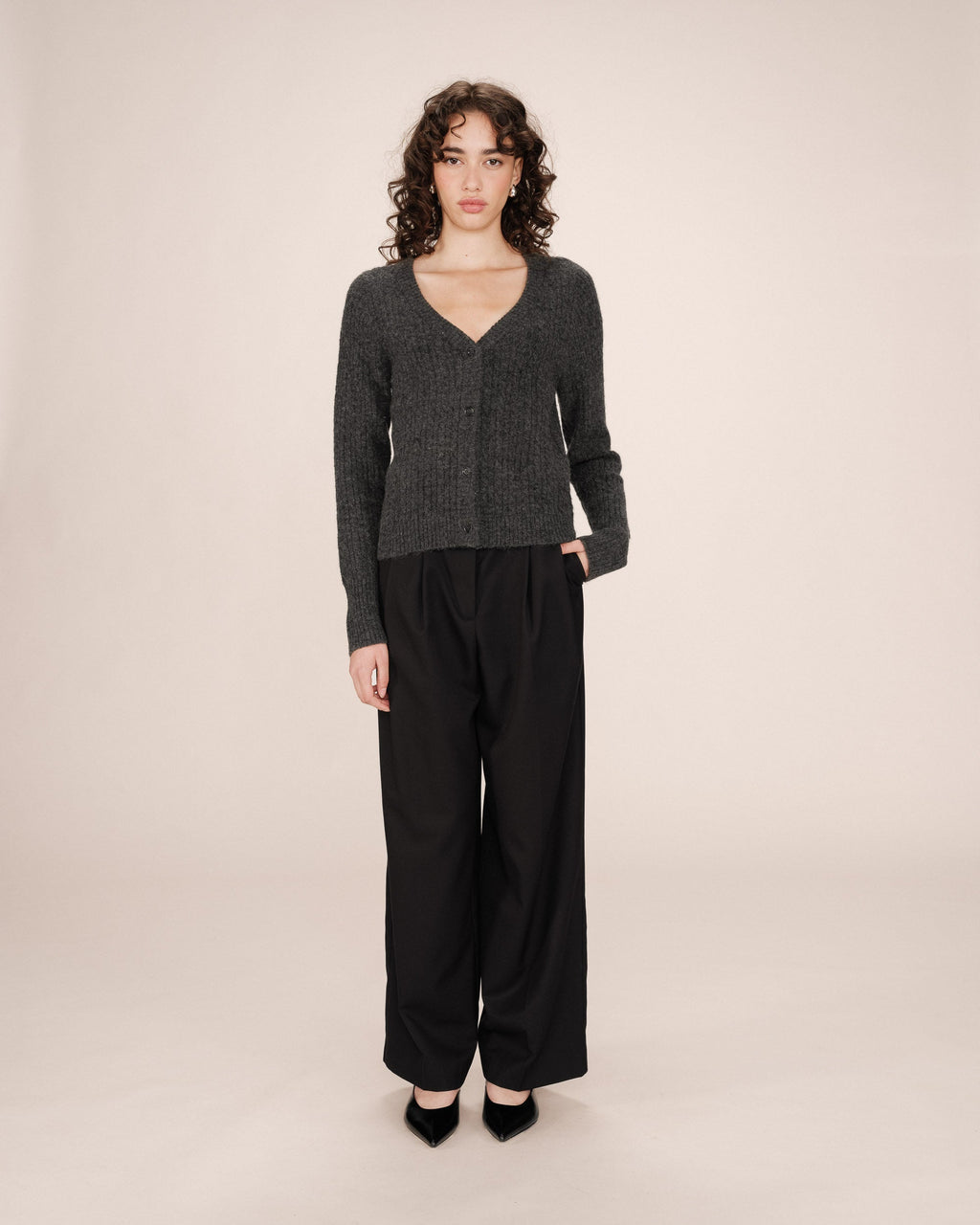 Cardigan Tricote Anthracite Samso