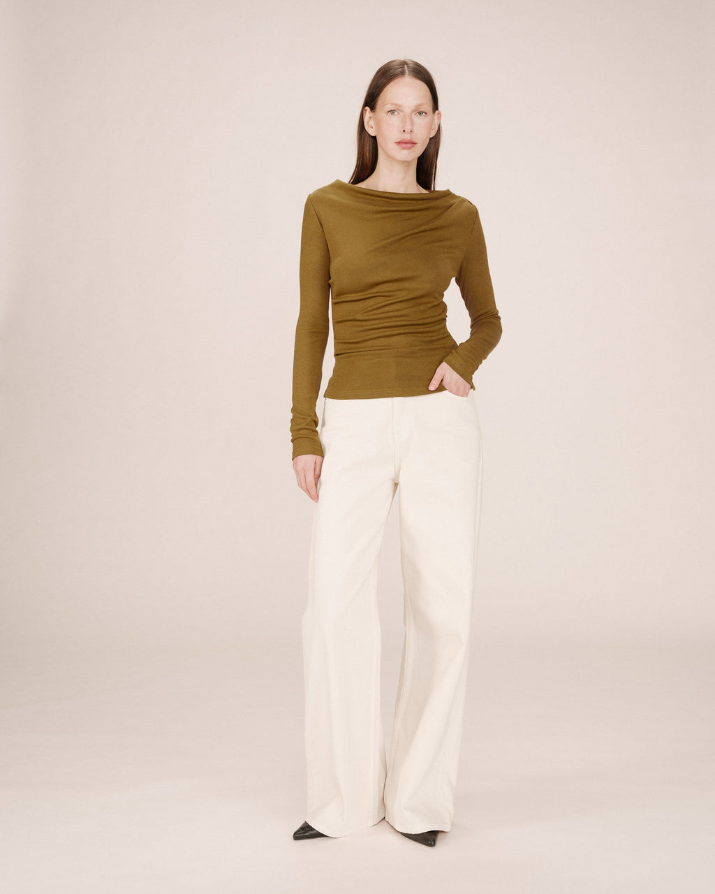 Top Drape Asymetrique Olive Sioux