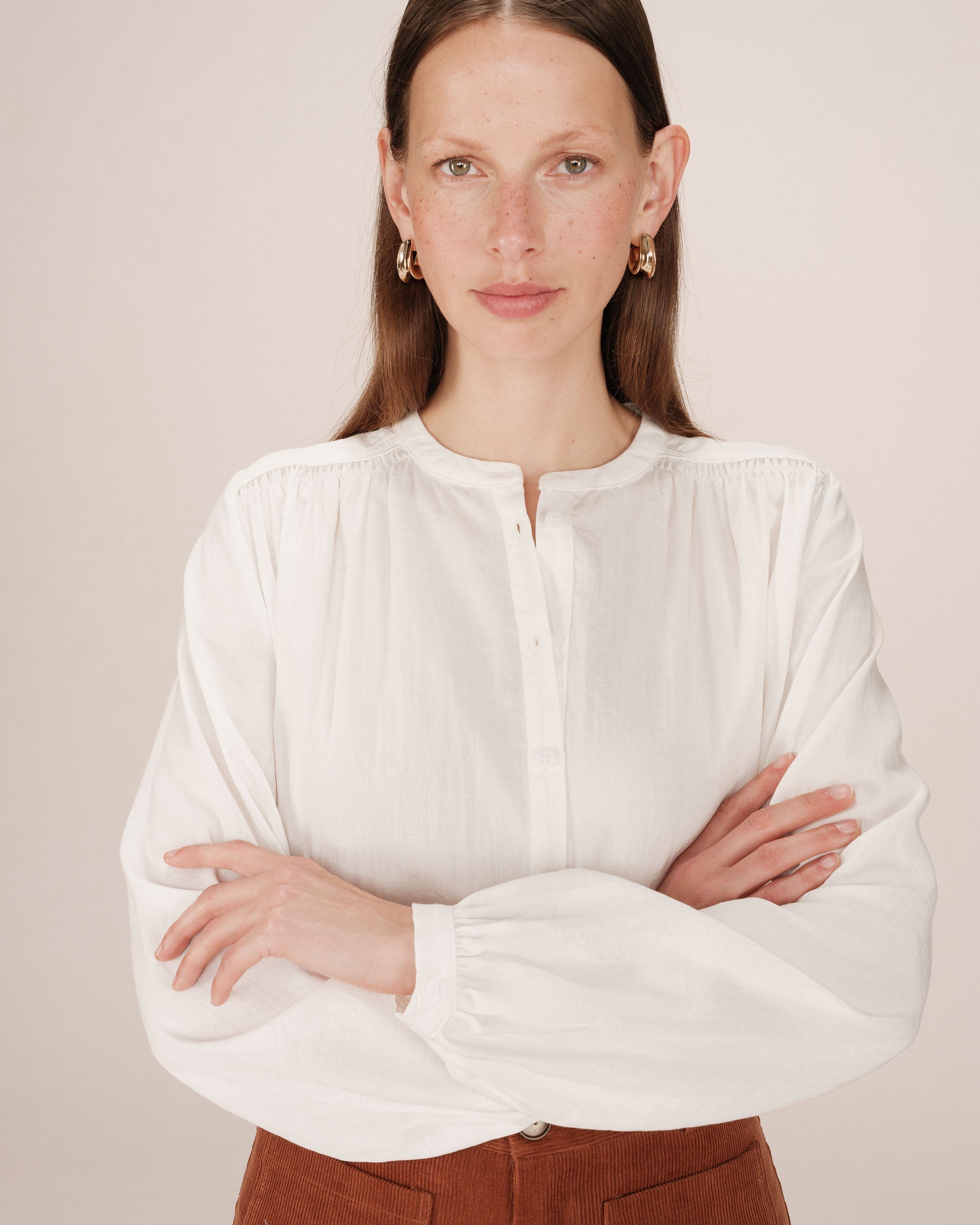 Blouse Droite A Fronces Ivoire Savannah