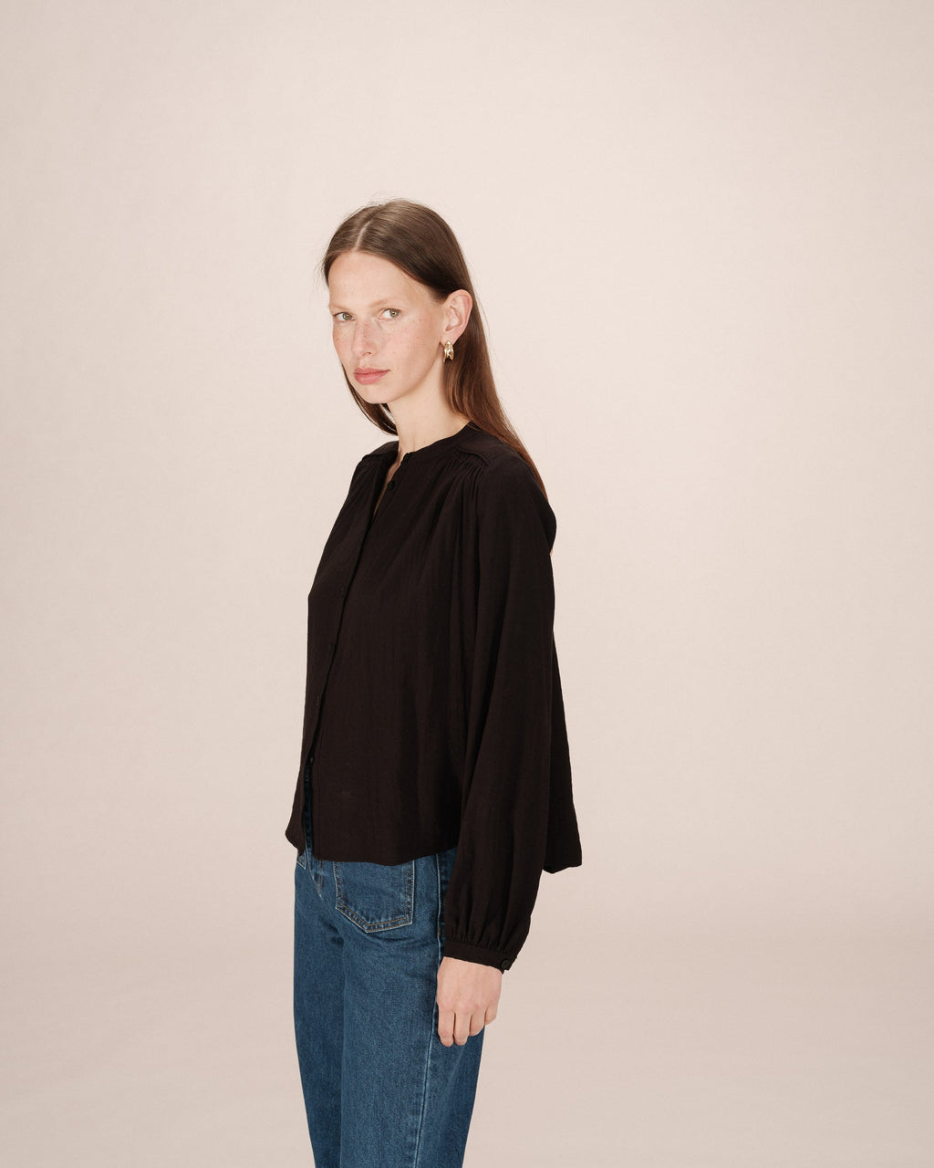 Blouse Droite A Fronces Noir Savannah