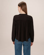 Blouse Droite A Fronces Noir Savannah