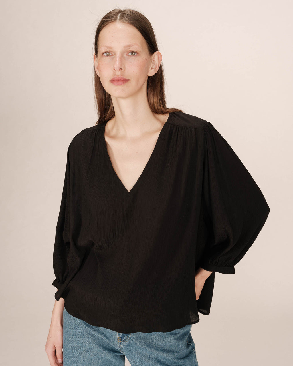 Blouse Droite Fluide Noir Solo