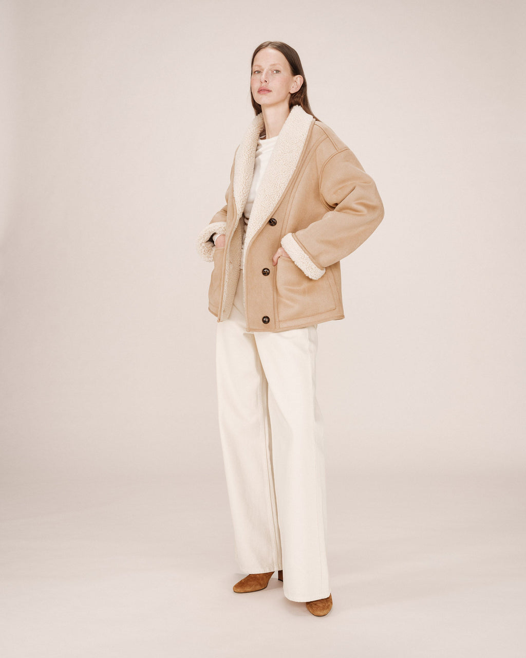 Manteau Beige Rose Swan