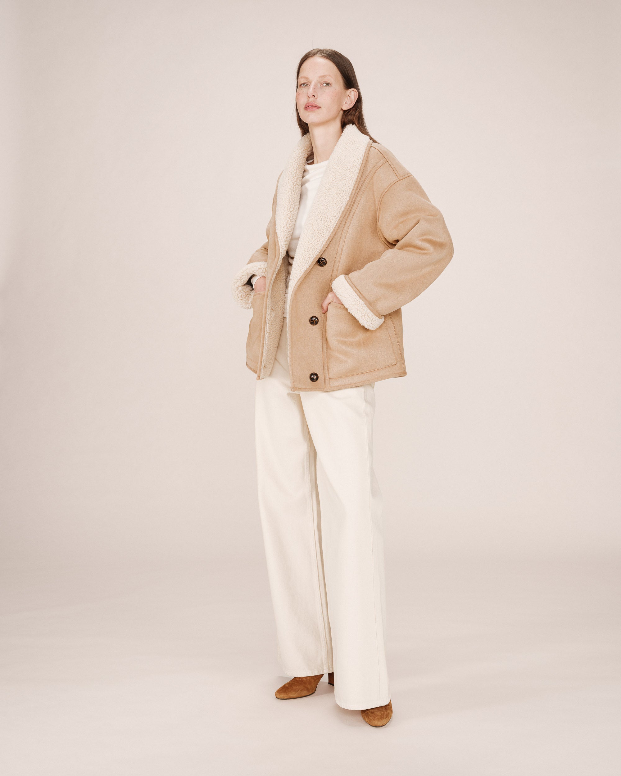 Manteau Beige Rose Swan