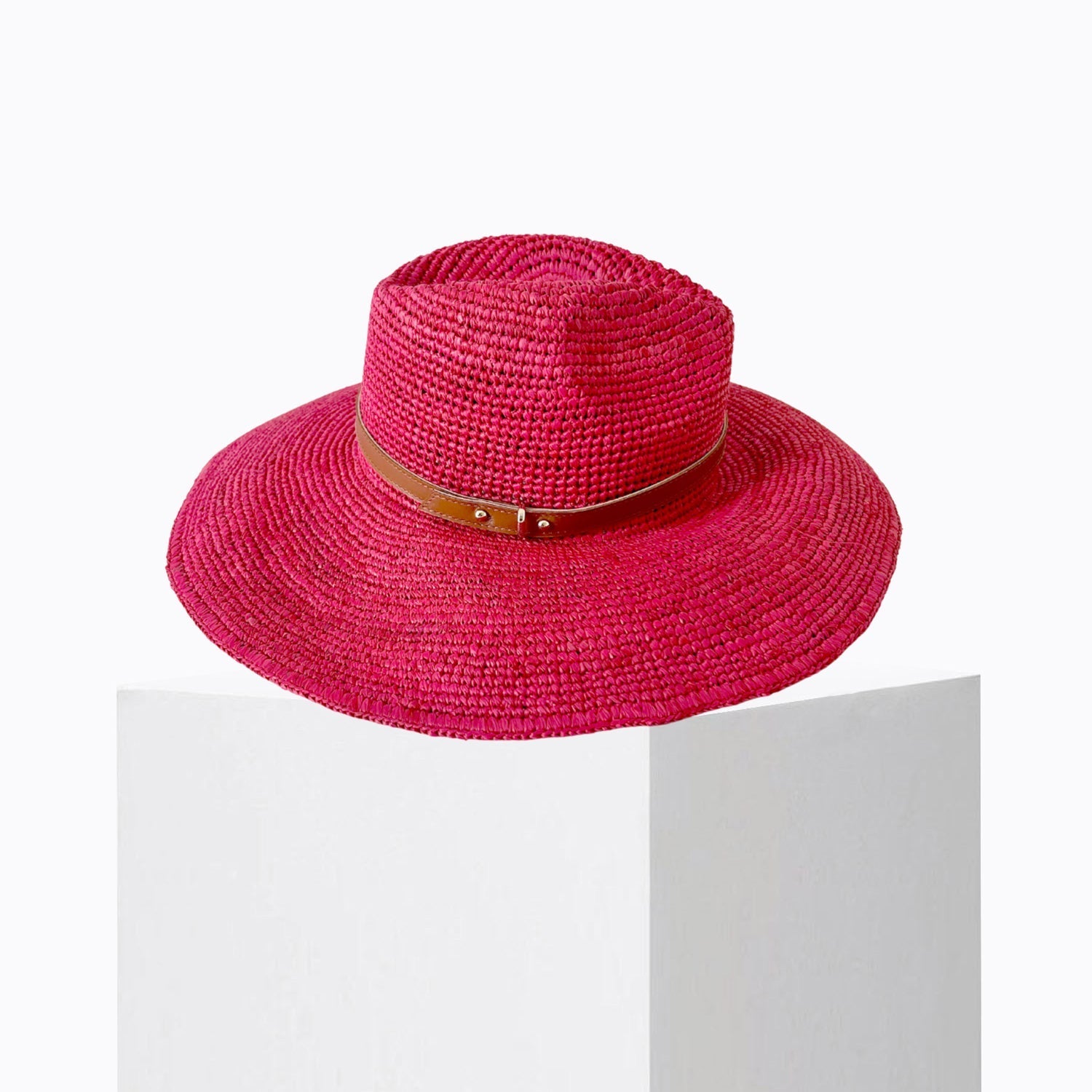 Chapeau Fedora Raphia Fushia