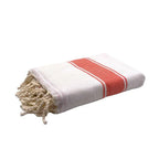 Fouta Doublée Éponge - Blanc/Mandarine