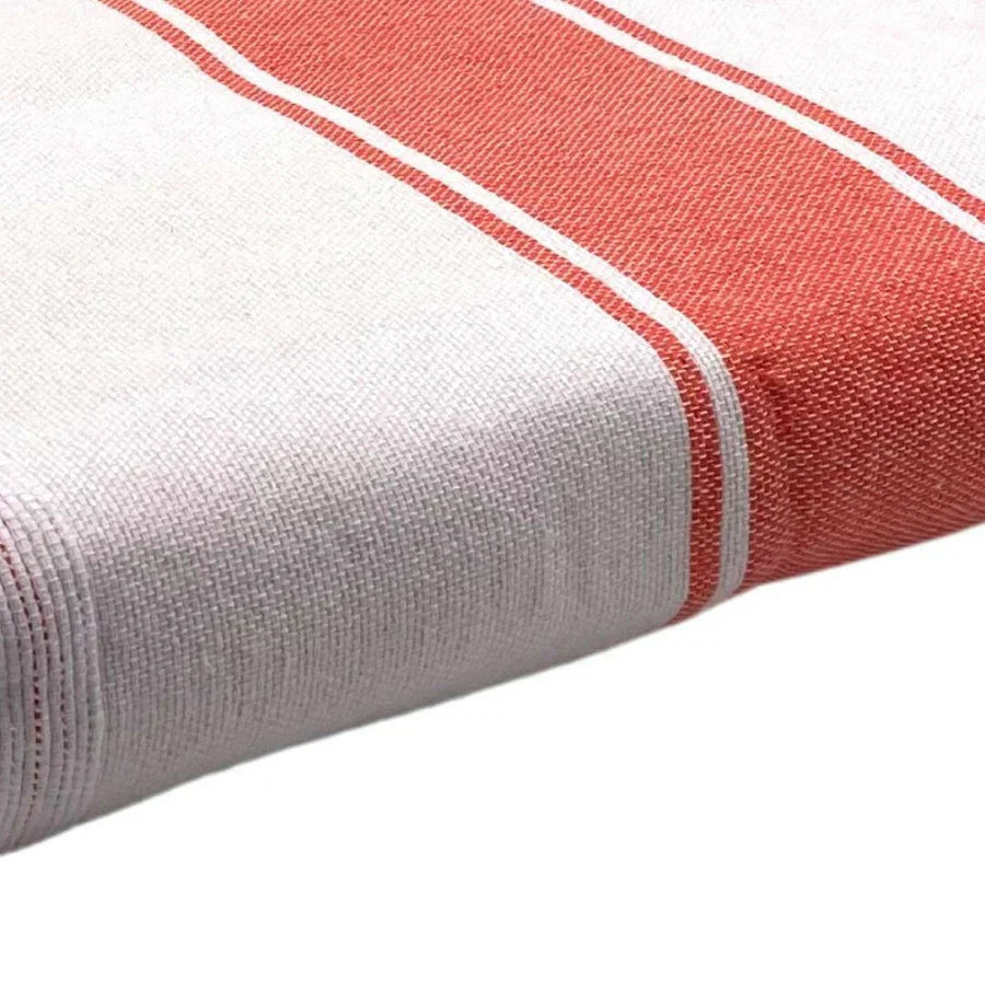 Fouta Doublée Éponge - Blanc/Mandarine