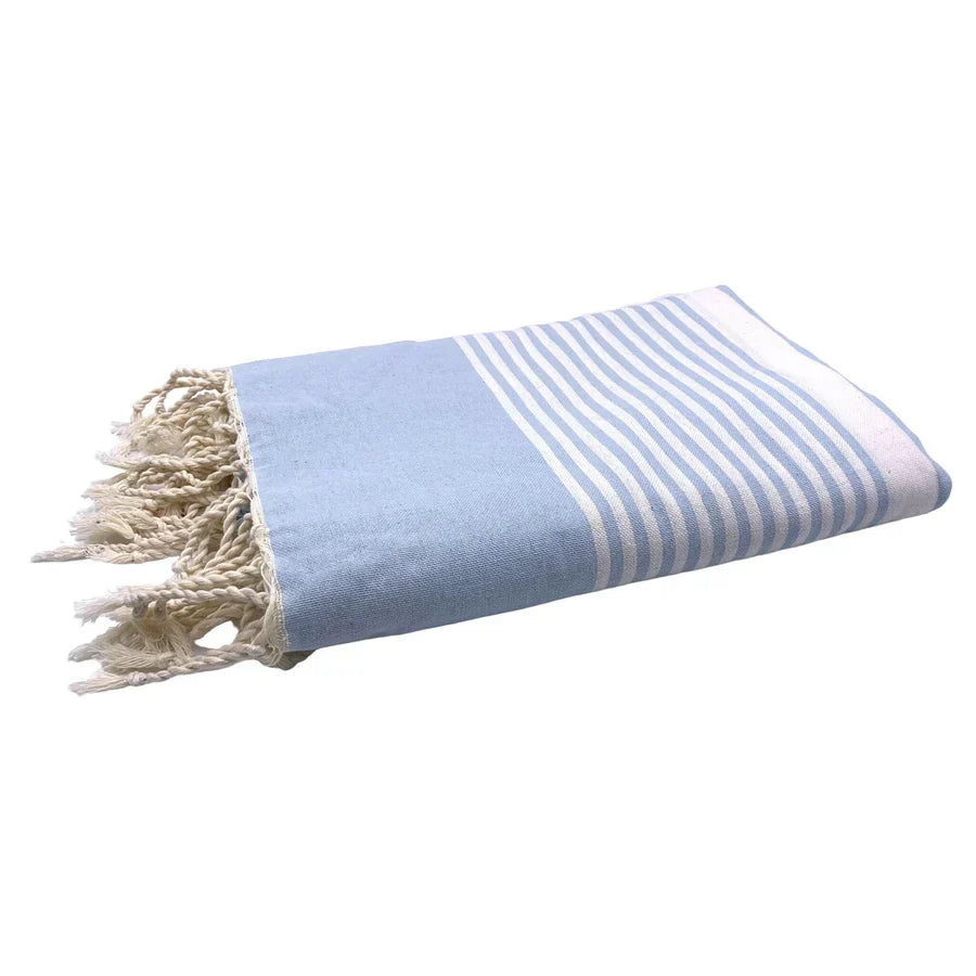 Fouta Xxl Rayée - Bleu Ciel