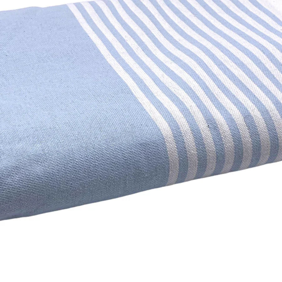 Fouta Xxl Rayée - Bleu Ciel