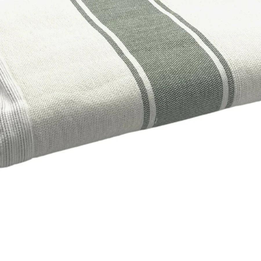 Fouta Doublée Éponge - Blanc/Vert Olive