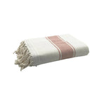 Fouta Doublée Éponge - Blanc/Rose Poudré