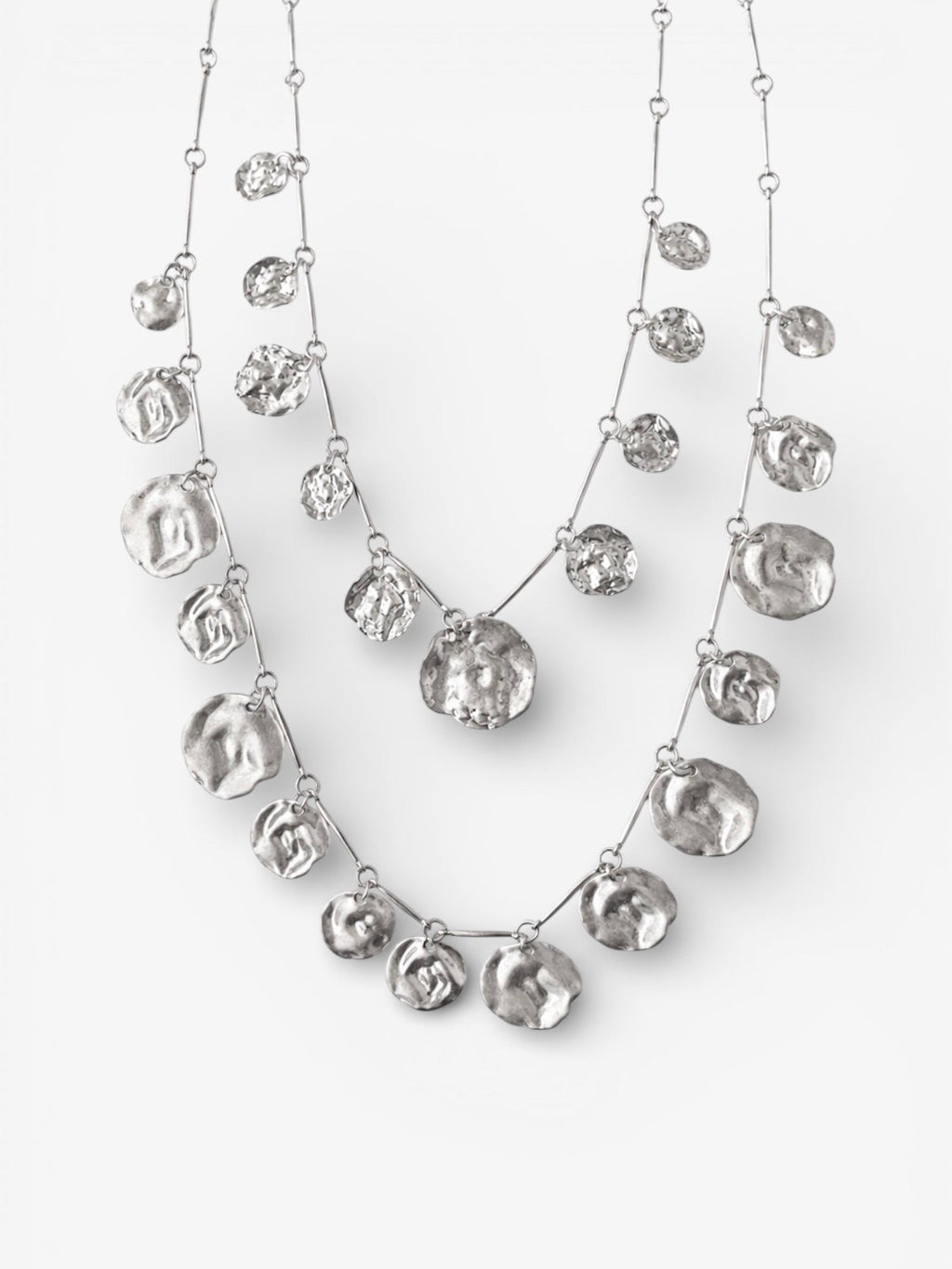 Collier Doble Satélite Plateado