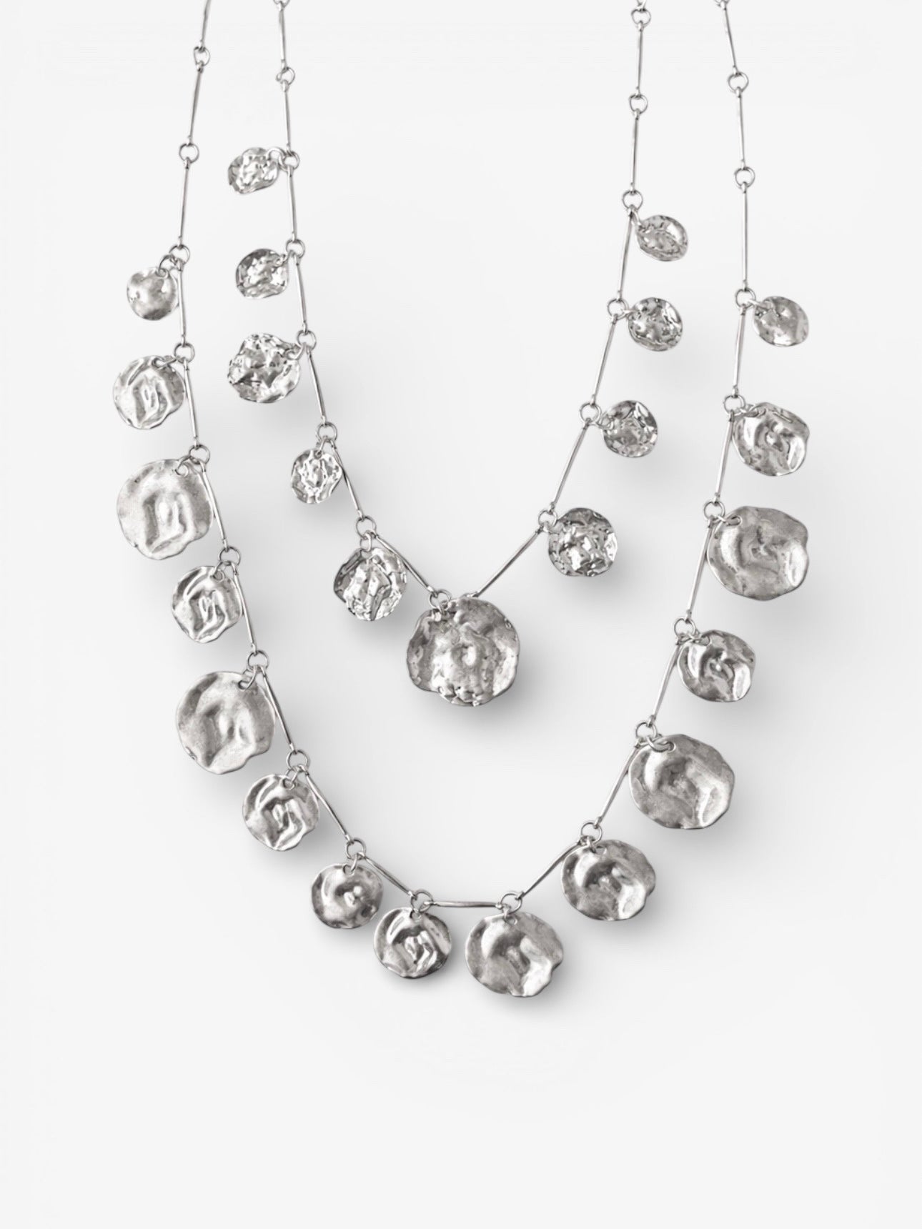 Collier Doble Satélite Plateado