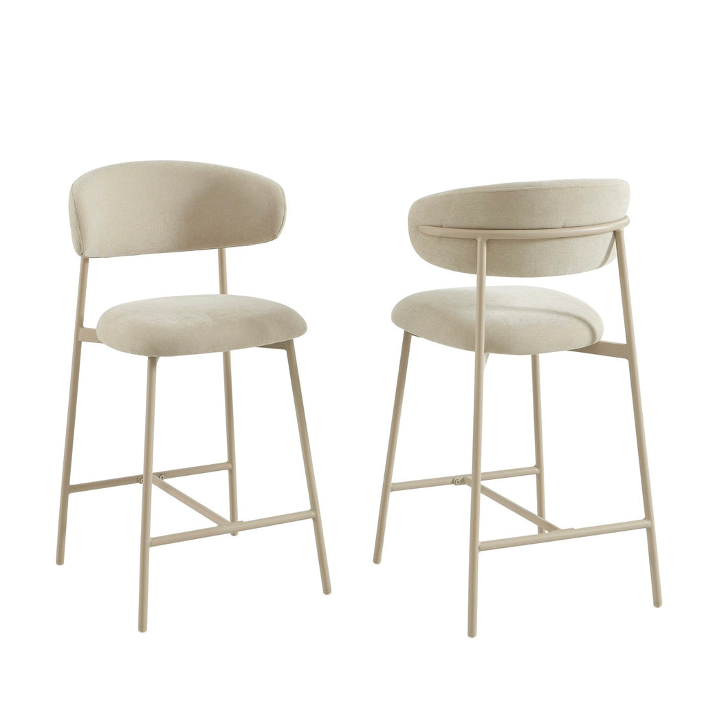 Gally - Lot De 2 Tabourets - Tissu Beige