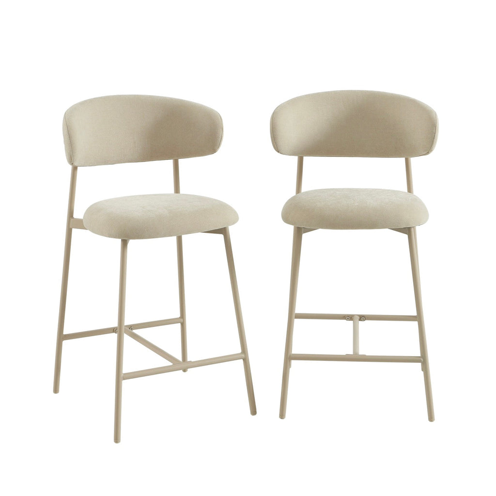 Gally - Lot De 2 Tabourets - Tissu Beige