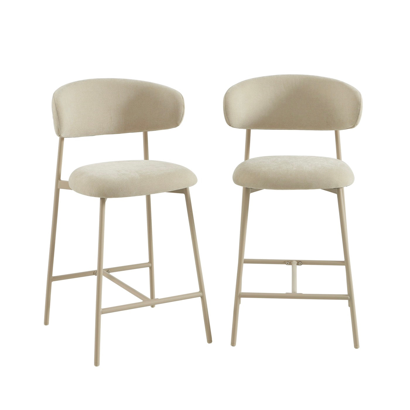 Gally - Lot De 2 Tabourets - Tissu Beige