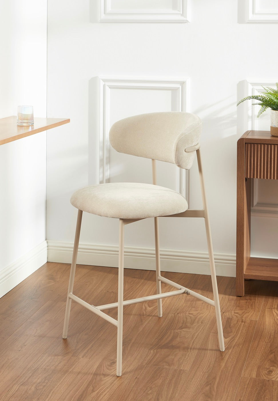 Gally - Lot De 2 Tabourets - Tissu Beige