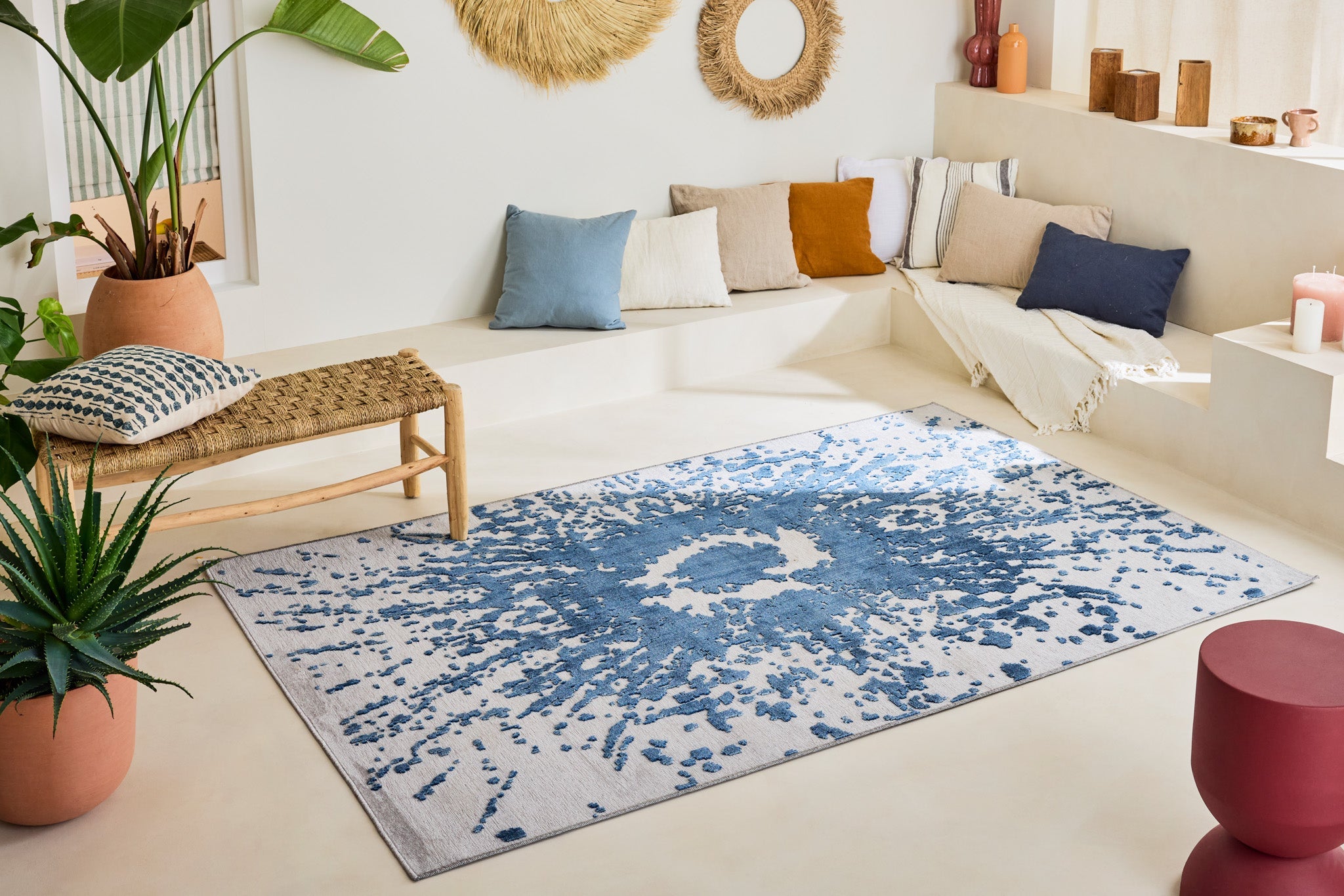 Tapis Garden 1303 - Motif Abstrait - Bleu - Intérieur