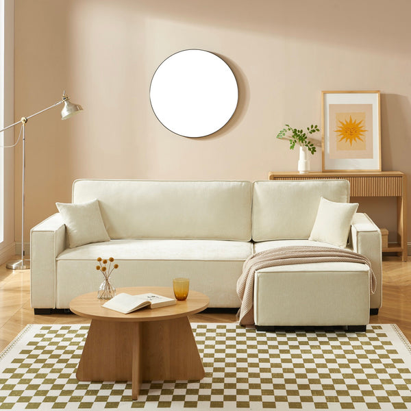 Gavi - Canapé D'Angle 4 Places - Tissu Beige