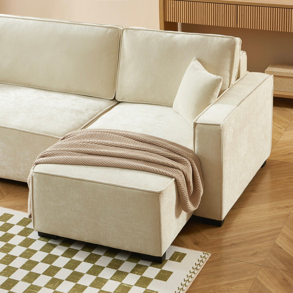 Gavi - Canapé D'Angle 4 Places - Tissu Beige