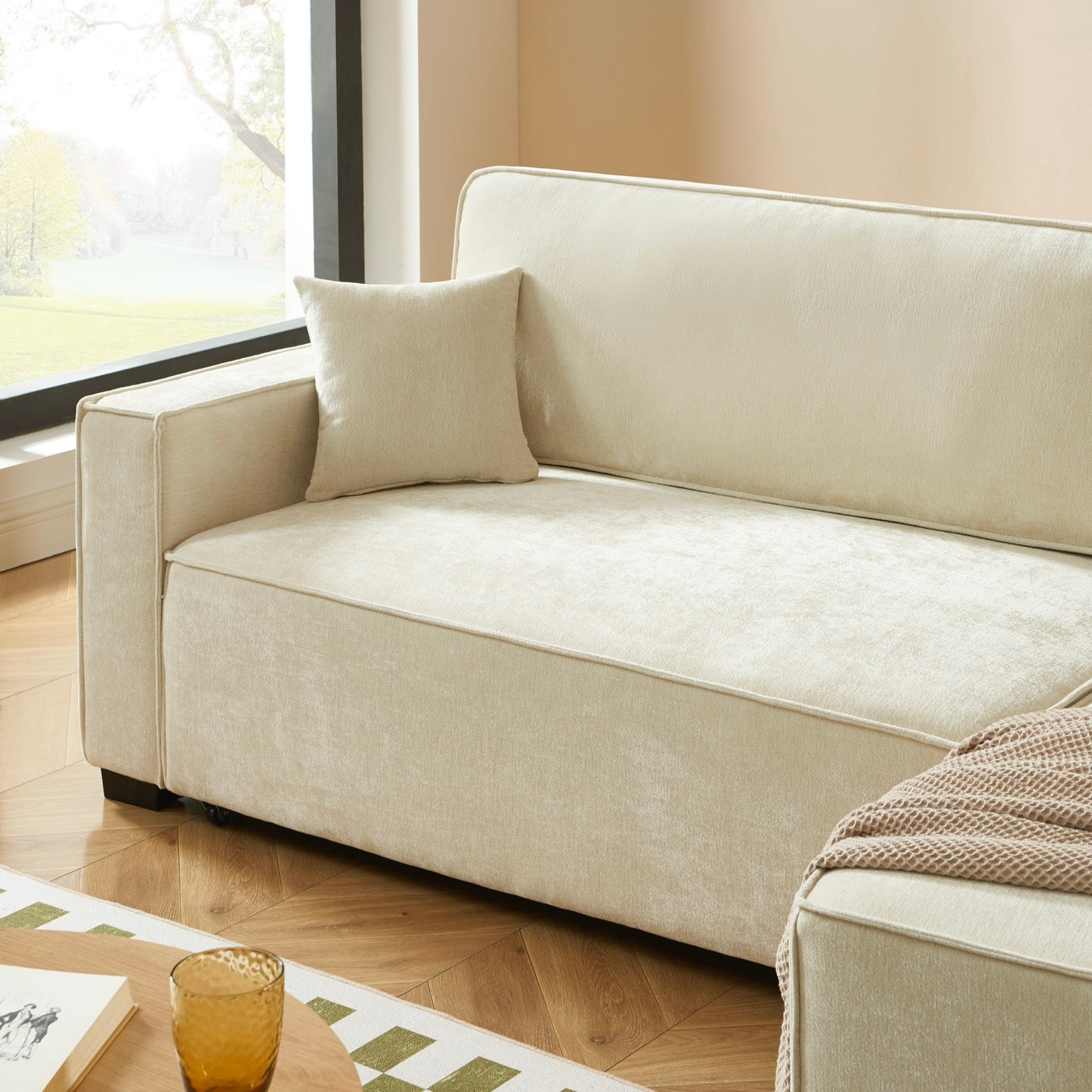 Gavi - Canapé D'Angle 4 Places - Tissu Beige