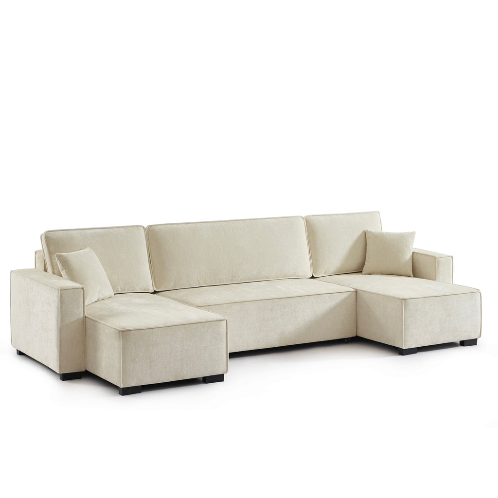Gavi - Canapé Panoramique 6 Places - Tissu Beige
