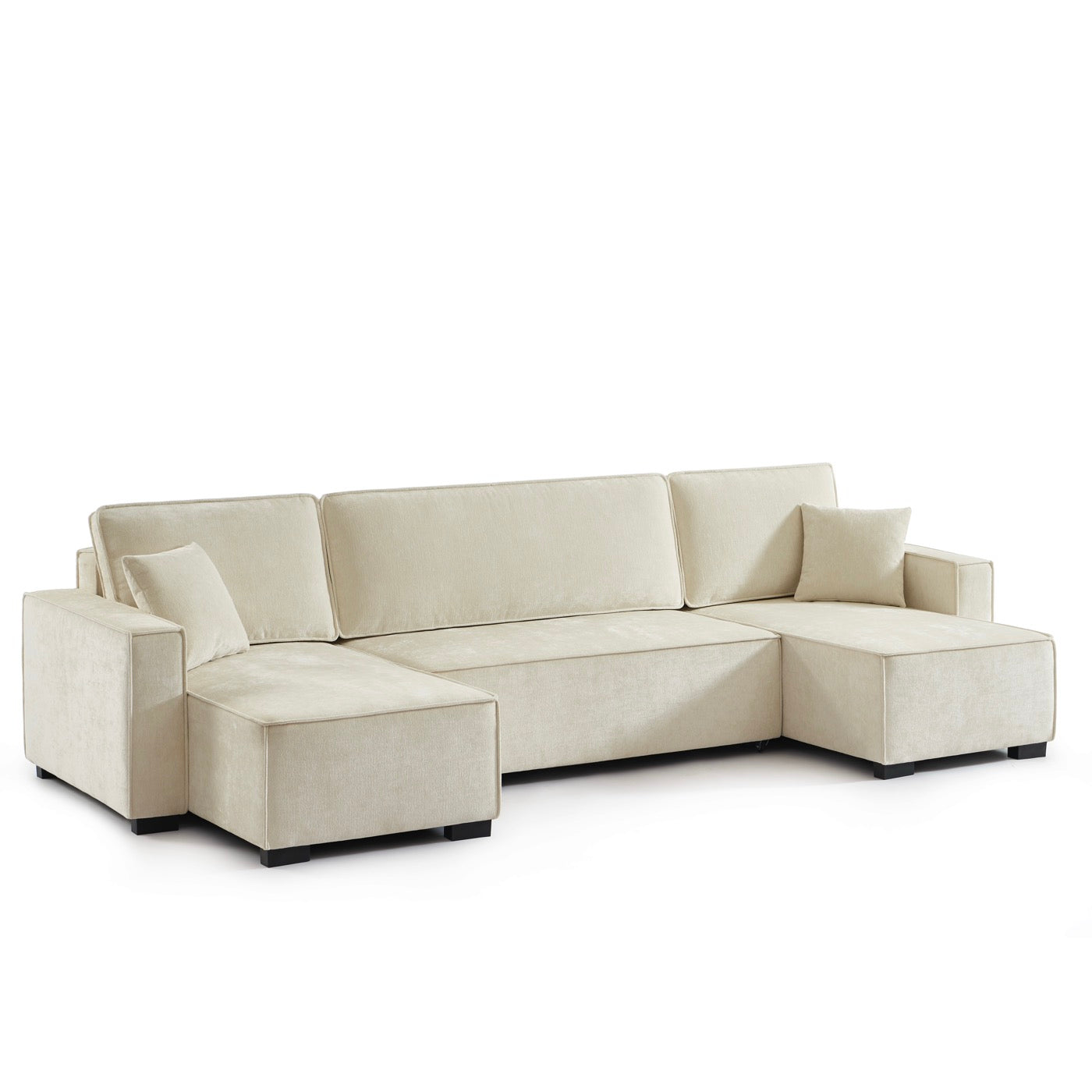 Gavi - Canapé Panoramique 6 Places - Tissu Beige